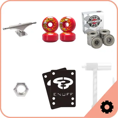Skateboard Rollen und Trucks Set