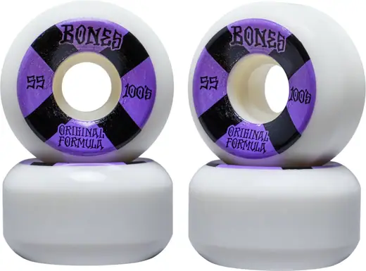 Bones Skateboard Wheels 55mm 100's V5 Sidecut White 100A 