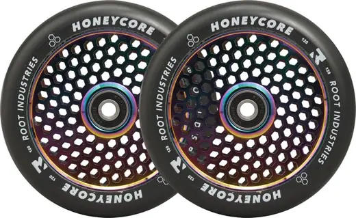 90 Day Warranty Scooter Wheels 120mm Honeycore Wheels 110mm Fits Most Setups 24mm x 110mm Bearings Installed 120mm Pro Scooter Wheels Pair