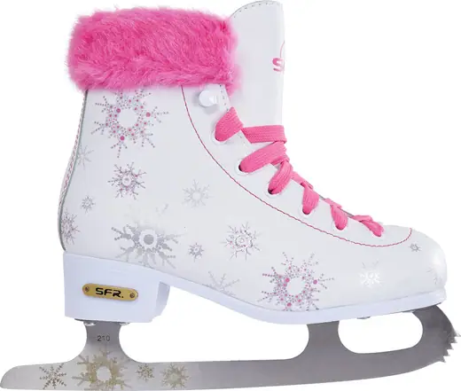 White/Pink Snowflake Childs Ice Skate Junior Ice Skates SFR