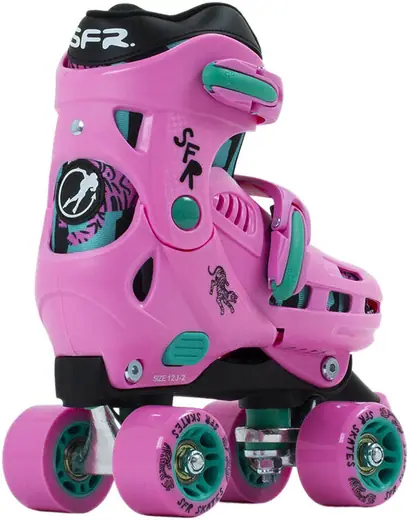 SFR Storm III Adjustable Quad Roller Skates White/Pink Girls With Optional Bag 