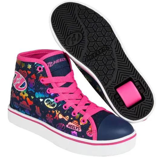 Heelys Veloz Dark Denim/Rainbow Shoes With Wheels | SkatePro