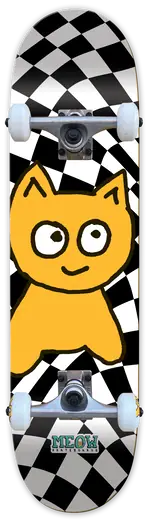 Meow Big Cat Checker Twist Complete Skateboard