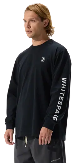 A4 Long Sleeve Color Block Performance Tee - Graphite/White Moisture Wicking Athletic Shirt - View #4