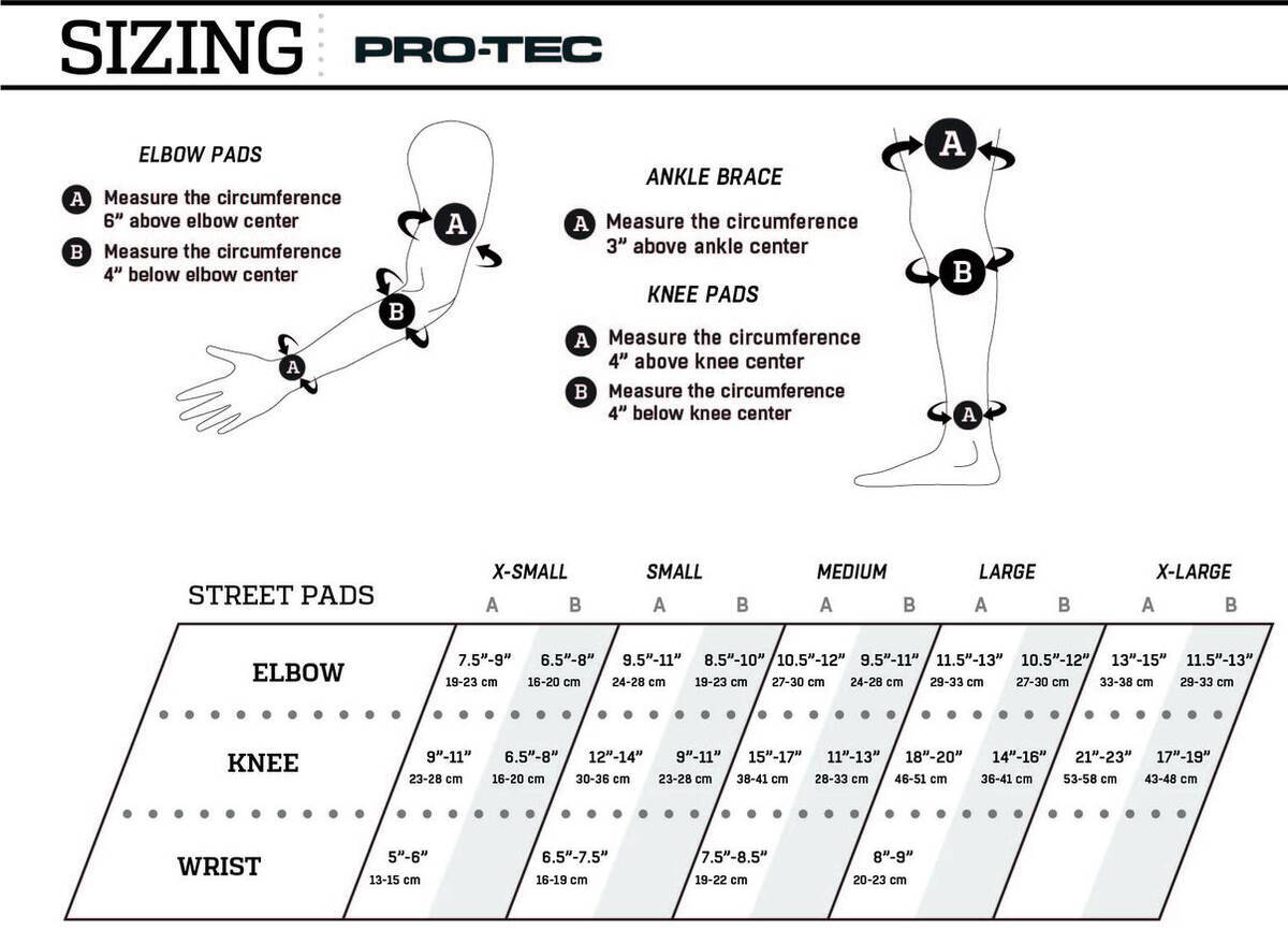 Skateboard Knee Pad Size Chart at Louie Perez blog