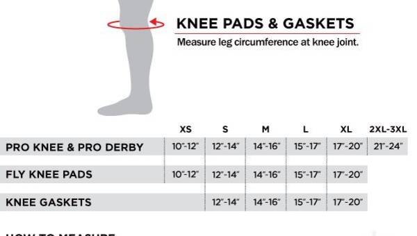 187 Killer Pads Size chart (Knee) | SkatePro